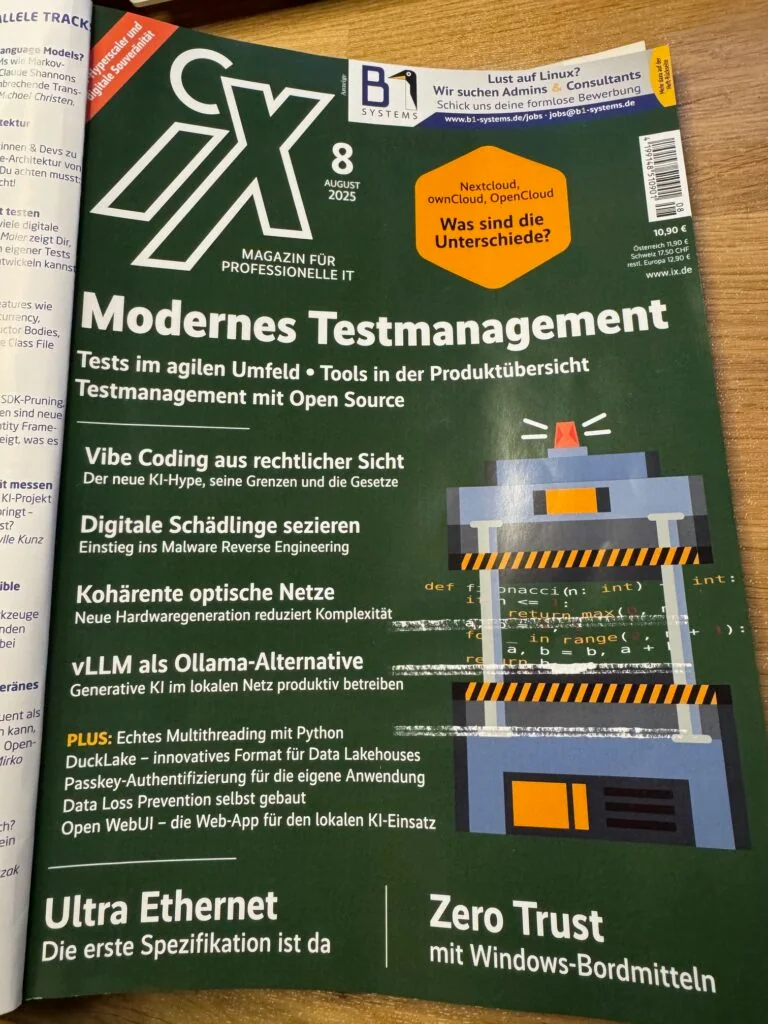 Titelseite der iX 8/2025