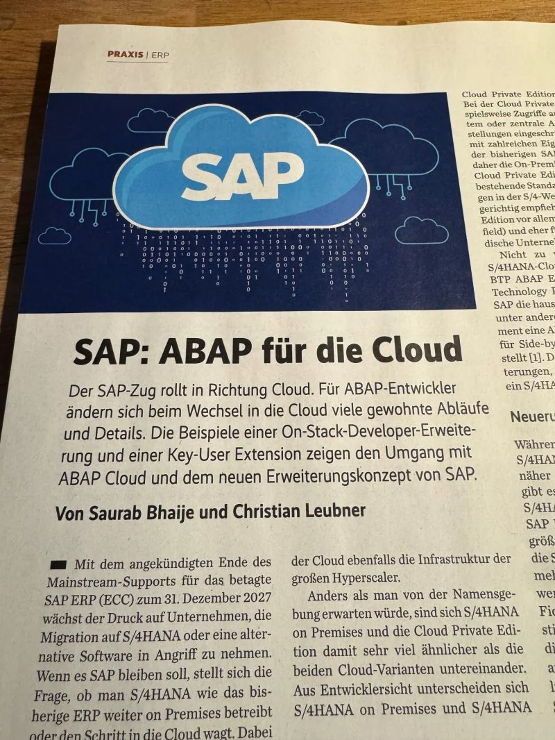 Artikel „SAP: ABAP für die Cloud“ in der iX 4/2026